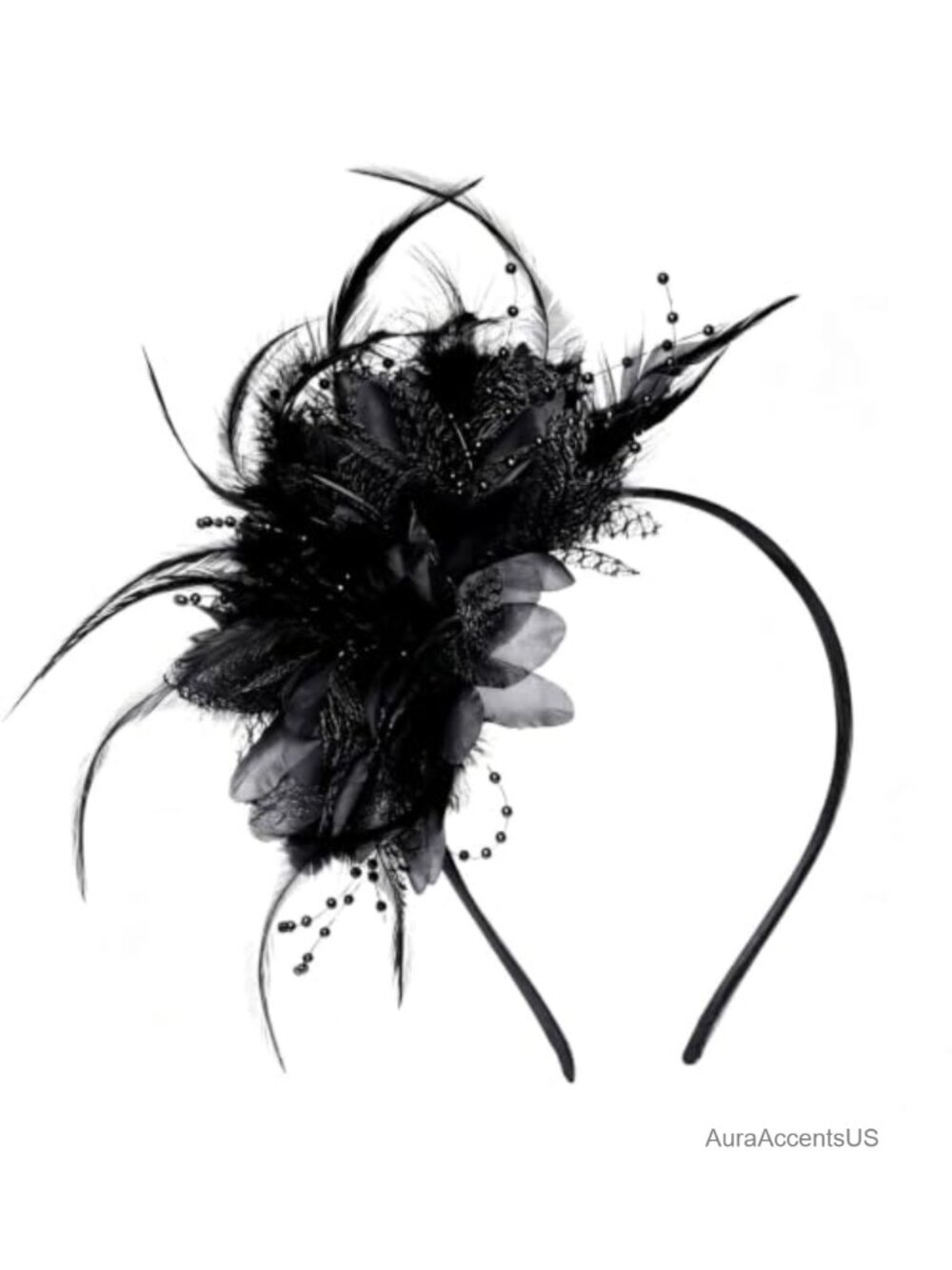 Fascinator Headband Floral Feather Pearl Design Party Hair Accessory